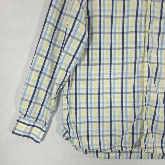 Tommy Bahama Shirt Mens L Blue Yellow Plaid Pinehurst Putter Boy Cuff Button Up - Picture 4 of 11